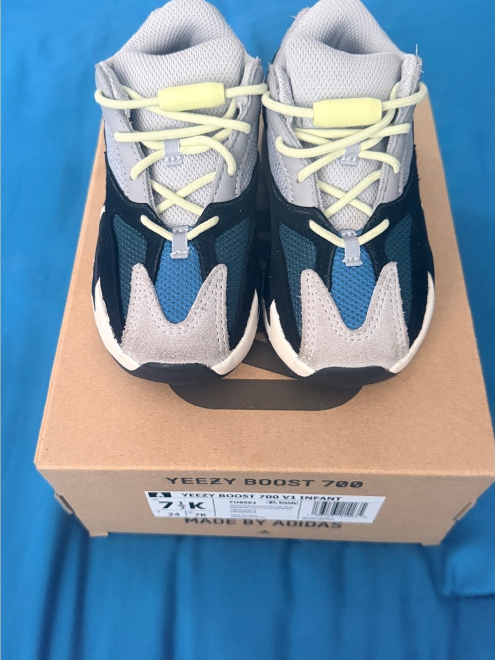 Yeezy Kids Blue, Gray & Cream Lace-Up Sneakers